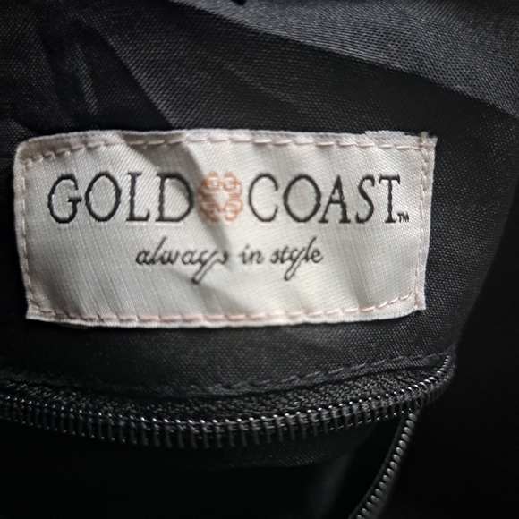 VTG GOLD COAST TAPESTRY denim zip tote bag faux leather straps floral coastal LG - Picture 10 of 12